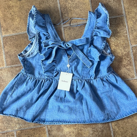 Bohme Poppy Ruffle Denim Top - Picture 3 of 5